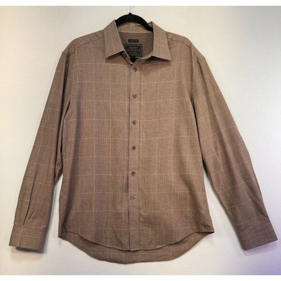 Jos. A. Bank Reserve Mens Tailored Fit Plaid Button-Down Shirt L Brown - Picture 1 of 10